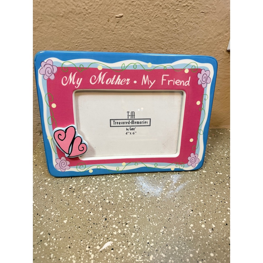 Ganz Treasured Memories My Mother My Friend Ceramic 4x6 Picture Frame Pink Blue